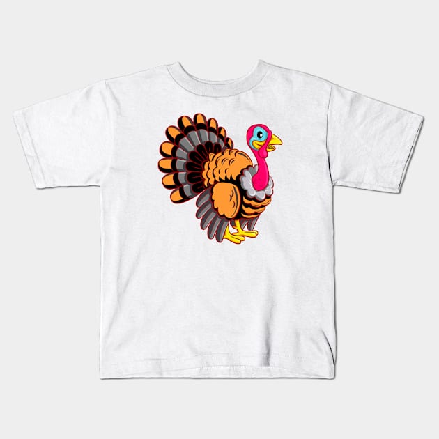 turkey Thanksgiving Kids T-Shirt by lonway